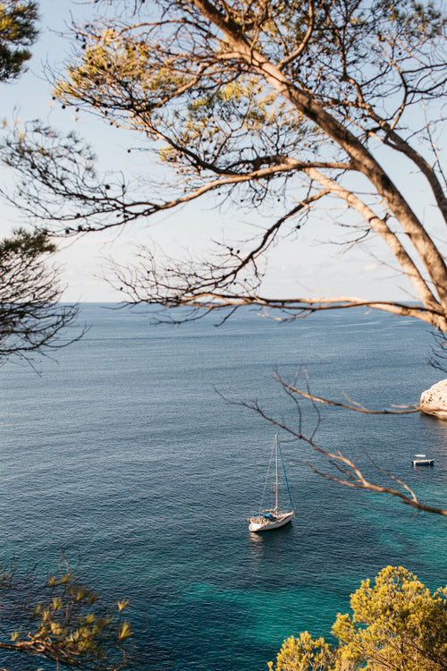 Yacht moored at Sea